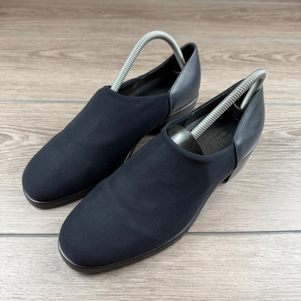Munro American Womens M185613 Leather Fabric Slip On Loafers Navy Blue 9W